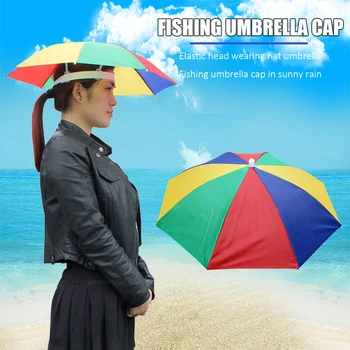 Sıcak Taşınabilir Yağmur Şemsiye Şapka Katlanabilir Açık Güneş Gölge Yağmur Geçirmez Kamp Balıkçılık Şapkalar Kap Plaj Kafa Şapka Yürüyüş Avcılık 4