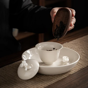 El yapımı Tutam Çiçek Gaiwan Seramik çay bardağı ve Pot Tutucu Seti Kung Fu çay seti Çay Kase Çin çay makinesi Çay Fincanı çay teneke kutusu