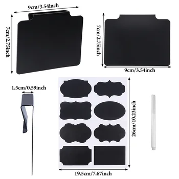 15 ADET Depolama Sepeti Kutusu Etiketleri Klip Beyaz Tebeşir İşaretleyici Yeniden Kullanılabilir Metal Etiket Asılı Tutucu Mutfak Kara Tahta Çıkartmaları