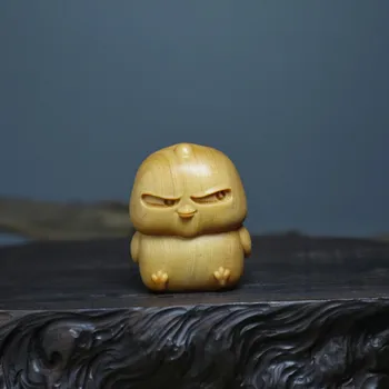 1 ADET El Oyma Katı Ahşap Mini Hayvan Heykel Civciv Masaüstü Süslemeleri El Sanatları Süslemeleri