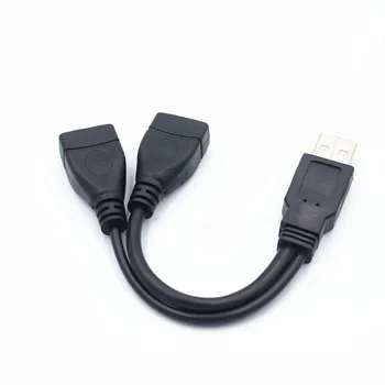 1 Erkek Tak 2 Dişi Soket USB 2.0 Uzatma Hattı Y Veri Kablosu Güç Adaptörü Dönüştürücü Splitter USB 2.0 Kablosu 15~18cm