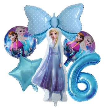 6 adet Dondurulmuş Elsa Anna Prenses Balon Doğum Günü Partisi Dekorasyon Bebek Duş 32 inç Numarası Karikatür Dondurulmuş Balon Çocuk Oyuncak Globo