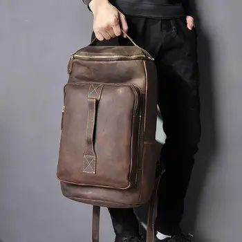 Erkekler Orijinal Deri Moda Büyük Seyahat Üniversite Koleji okul çantası Tasarımcı Erkek Sırt Çantası Sırt Çantası Öğrenci Laptop çantası 3058 0
