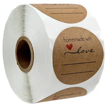 1 inç Ev Yapımı Aşk Etiket Hatları İle Yazma / 1 inç Yuvarlak Ev Yapımı Aşk Konserve Etiketleri / rulo çıkartmalar