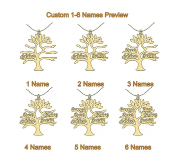 Hayat ağacı Özel 1-6 İsimleri Anahtarlık Kişiselleştirilmiş Paslanmaz Çelik Takı Aile İçin noel hediyesi Aile yaz takısı 1