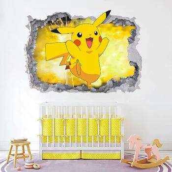 Pokemon Pikachu Anime Karikatür duvar çıkartmaları Dekorasyon çocuk Yatak Odası Oturma Odası duvar dolabı Kişilik PVC Çıkartmalar