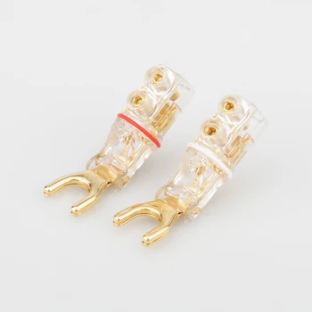 4 adet Altın / Rodyum kaplama Y Maça Muz fiş konnektörleri WBT Hoparlör Fişleri HiFi Ses Vida Çatal Konnektör Adaptörü 0