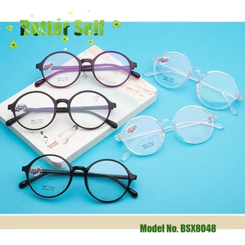 Retro yuvarlak gözlük küçük yüz gözlük kore siyah tarzı BSX8048 ışık Tr90 optik çerçeve yapabilirsiniz miyopi gözlük 0