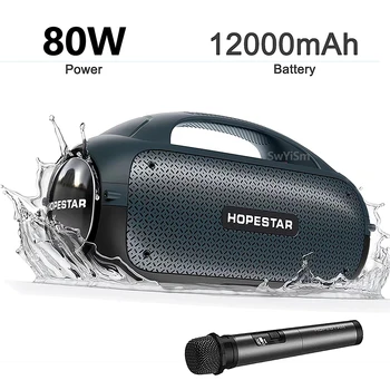 HOPESTAR-A50 Karaoke kablosuz bluetooth hoparlörler Mikrofon İle Taşınabilir Açık Su Geçirmez Ses Kutusu 3D Stereo 80W Büyük Güç