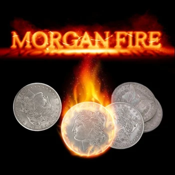 Morgan Yangın Seti (1 Yangın Sikke + 3 Morgan Paraları + 1 Morgan Kabuk) sikke Sihirli Hileler Hile Sihirli Aksesuarları Illusion Büyücü