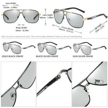 2021 Marka Tasarım Kare Alüminyum Fotokromik Güneş Gözlüğü Erkekler Polarize UV400 Erkek Bukalemun Gözlük Kadınlar Erkekler İçin Oculos de sol 5