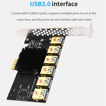 TISHRIC PCIE Çoğaltıcı Hub PCIE 1 İla 6 Usb 3.0 Bağlantı Noktası Express 1x 6x PCIE Yükseltici 009s kart uzatıcısı İçin ETH BTC Madencilik Madenci
