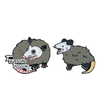 K3214 Possum Komik Hayvan Emaye Pin Broş Karikatür Yaratıcı Metal Broş Pins Denim Şapka Rozeti Yaka Takı