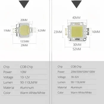 10/20/30/50/70/100W DC 12V 36V COB modülü LED çip diyotlar lamba ampulü açık odak spot bahçe entegre ışık boncuk 0