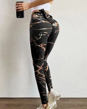 2022 kadın Moda Yüksek Bel Skinny Tayt Sıska Spor Yoga Pantolon İlmek Tasarım Tayt Spor Tayt Slim Fit Pantolon