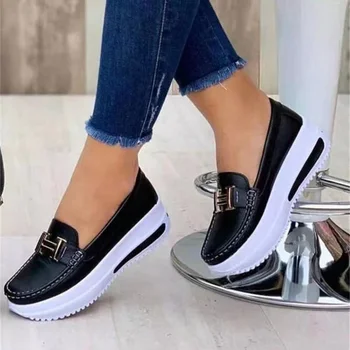 Kadın Ayakkabı gündelik ayakkabı Bayanlar Tuval Nefes Kayma vulkanize ayakkabı Çorap Bahar Platformu Moda Kadın düz ayakkabı