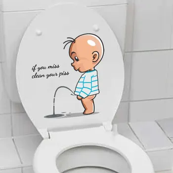 OIMG Komik Tuvalet Uyarı Çıkartmaları Çocuk İşeme Tuvalet Kapağı Dekorasyon Yaratıcı Kendinden yapışkanlı Çıkarılabilir Duvar Tuvalet Çıkartmaları 3