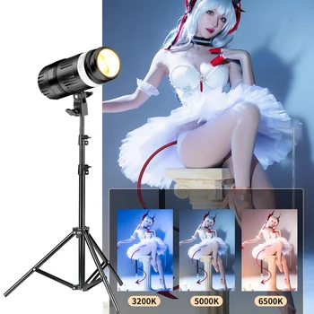COB LED Sürekli Stüdyo Video ışığı 220V 6500K Parlaklık Ayarlanabilir Montaj Canlı Akış için Portre Ürün Fotoğrafçılığı 0