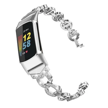 Moda Elmas Taklidi saat kayışı Fitbit Şarj İçin 5 lüks Paslanmaz çelik metal band bilezik watchband Charge5