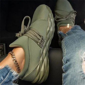 Kadın Spor Ayakkabı üzerinde Kayma Düz rahat ayakkabılar Platformu Spor kadın ayakkabısı Açık Koşu Bayanlar Vulkanize Zapatillas Mujer 0
