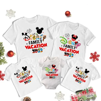 Disney Aile Tatil %2023 Gömlek Pamuk Eşleştirme Baba Anne Çocuklar Tees Tops Bebek Tulum Disneyland Gezisi Aile Eşleştirme Kıyafetler 0