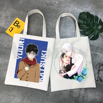 Sıcak Japonya Anime Buz üzerinde Yuri BL Yaoi Karikatür Manga Çanta omuz çantaları Rahat Alışveriş Kız Çanta Kadın Zarif Kanvas çanta