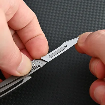 Titanyum Alaşımlı Neşter Tıbbi Katlanır Bıçak Açma Çakı Açık taşınabilir araç With10pcs Değiştirilebilir Bıçak Arka Kelepçe