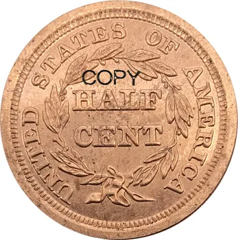 Amerika birleşik Devletleri 1/2 Cent Örgülü Saç Yarım Cent 1840 1841 1845 1857 Kırmızı Bakır Kopya Paraları İsteğe Bağlı Farklı yıl
