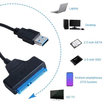 Sata USB kablosu Sata USB3. 0 Adaptörü Desteği 2.5 İnç Harici SSD HDD Sabit Disk 22 Pin Sata III kablo USB Sata 3.0 Konektörü