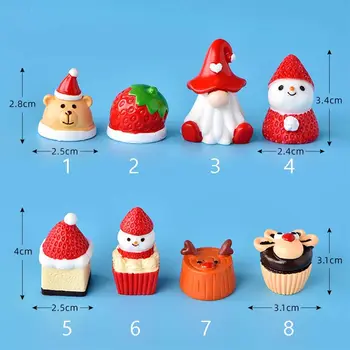 Merry Christmas Çilek Kardan Adam Süsler Noel Dekorasyon Mini Kek Zanaat Heykelcik Süs Yeni Yıl Noel Dekor 2