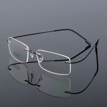 SUMONDY Çerçevesiz Titanyum Alaşım Gözlük Çerçeve Erkek Kadın Kare Düz Cam Gözlük Tokluk Reçete Gözlük Çerçeveleri UF60 1