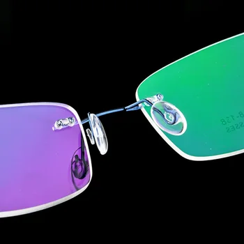 SUMONDY Çerçevesiz Titanyum Alaşım Gözlük Çerçeve Erkek Kadın Kare Düz Cam Gözlük Tokluk Reçete Gözlük Çerçeveleri UF60 4