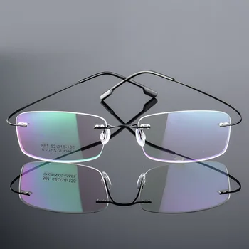 SUMONDY Çerçevesiz Titanyum Alaşım Gözlük Çerçeve Erkek Kadın Kare Düz Cam Gözlük Tokluk Reçete Gözlük Çerçeveleri UF60 5