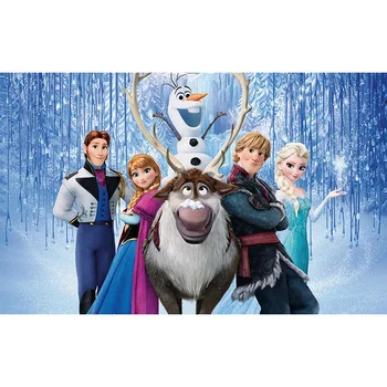 Disney Dondurulmuş Olaf Sven Buz Orman Anna Elsa Kız Fotoğraf Backdrop Özel Ürün Prenses Doğum Günü Fotoğraf Arka Plan
