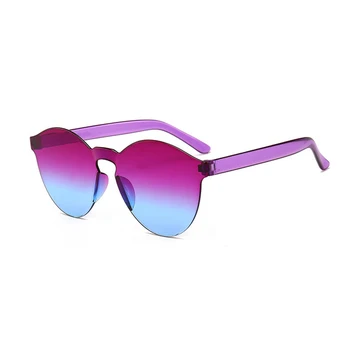 1 Adet Motosiklet Moda Yuvarlak Şeker Lens Çerçevesiz Güneş Gözlüğü Kadın / erkek Jöle Renk çerçevesiz güneş gözlüğü Kadın Uv400 Gözlük 2