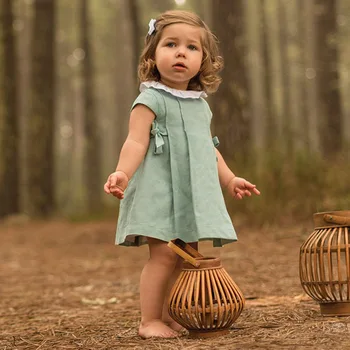 Tasarımcı Yenidoğan Bebek Butik Elbise Kız İspanyol Tarzı Frocks Bebek Doğum Günü Vaftiz Pamuk Frocks Toddler Kız İspanya Tunik
