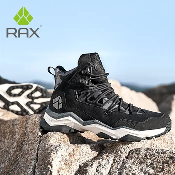 RAX Erkekler yürüyüş ayakkabıları kış Su Geçirmez Açık Sneaker Erkek Deri Trekking Botları Trail Kamp Tırmanma Sneakers deri ayakkabı