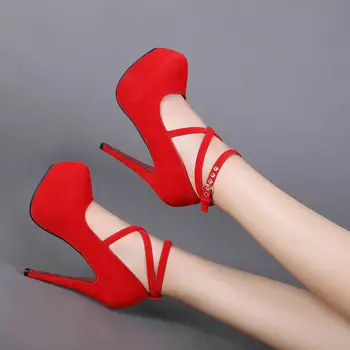 Seksi Yüksek Topuklu Bayan Stilettos Strappy Pompaları kadın Sandalet Yaz Ayakkabı Platformu Topuklu Kadın Ayak Bileği Kayışı Ayakkabı