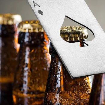 1 ADET Poker Kartı Bira şişe açacağı Taşınabilir Paslanmaz Çelik Tirbuşon Mutfak Aksesuarları Çok Amaçlı Kart şişe açacağı Araçları 3