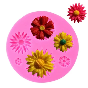 3D Ayçiçeği Çiçek Yaprakları Kabartmalı silikon kalıp Kabartma Fondan Kek Dekor Aracı Pişirme Aksesuarları 1