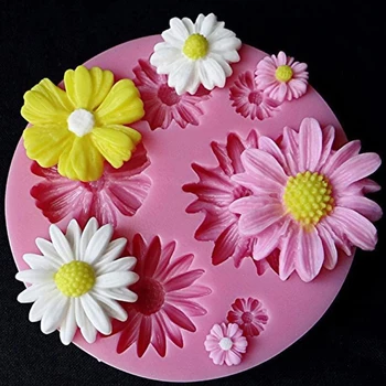 3D Ayçiçeği Çiçek Yaprakları Kabartmalı silikon kalıp Kabartma Fondan Kek Dekor Aracı Pişirme Aksesuarları 5