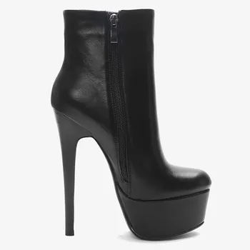 SHOFOO ayakkabı Moda kadın botları yarım çizmeler Yaklaşık 15cm yüksek topuklu platform ayakkabılar Moda gösterisi ziyafet ayakkabı. BOYUT: 34-45 5