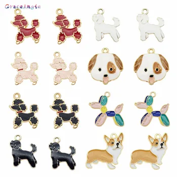 8 adet Mix Emaye Alaşım Charms köpek kolye corgi köpek charm takı yapımı için küpe kolye bilezik charms kolye pet hediye