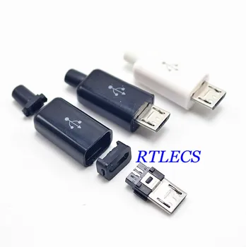 10 adet DIY USB 2.0 Sürüm Mikro USB Konektörü 5 Pin Erkek Tel Lehim Tipi Plastik Kabuk Jack Kuyruk Soket Fiş Terminalleri