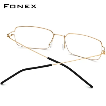 FONEX Vidasız Gözlük Titanyum Alaşımlı Gözlük Çerçevesi Erkekler Reçete Gözlük Kore Danimarka Kadın Miyopi Optik Çerçeve 98606 0