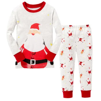 Erkek bebek Kız Setleri Giysileri Noel Karikatür Noel Baba Baskı Uzun Kollu Kazak Üst + Pantolon Setleri Noel çocuk pijamaları Kıyafetler