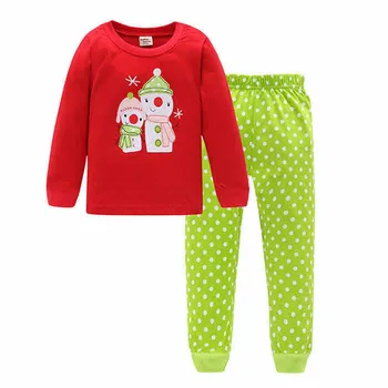 Erkek bebek Kız Setleri Giysileri Noel Karikatür Noel Baba Baskı Uzun Kollu Kazak Üst + Pantolon Setleri Noel çocuk pijamaları Kıyafetler 1