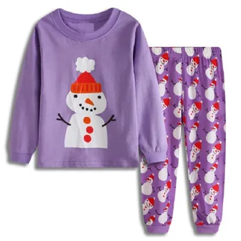 Erkek bebek Kız Setleri Giysileri Noel Karikatür Noel Baba Baskı Uzun Kollu Kazak Üst + Pantolon Setleri Noel çocuk pijamaları Kıyafetler 3