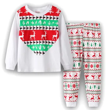 Erkek bebek Kız Setleri Giysileri Noel Karikatür Noel Baba Baskı Uzun Kollu Kazak Üst + Pantolon Setleri Noel çocuk pijamaları Kıyafetler 5