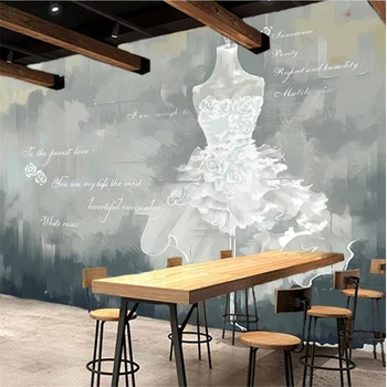 Duvar papel de parede Özel duvar kağıdı Eski çimento beyaz kuğu düğün elbisesi dükkanı takım arka plan duvar duvar kağıdı